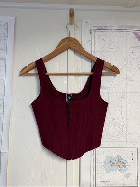 Women’s Burgundy Corset Crop Top - Unbranded